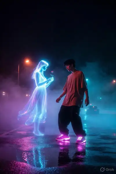 Futuristic Soulmate Night Scene