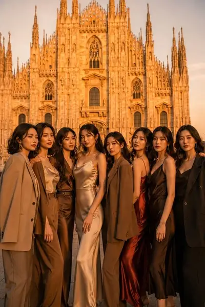 ミラノ大聖堂前でのゴールデンアワーグループ写真