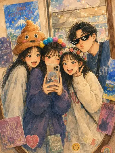 Aquarell-Anime-Festival-Gruppen-Selfie