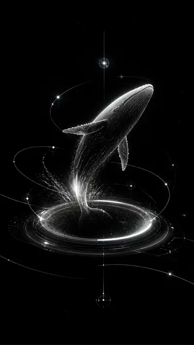 Minimal futuristic jumping whale UI animation concept