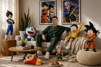 Anime-Figuren interagieren in einem realen Wohnzimmer-Composite