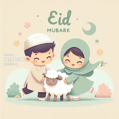 Flat Eid Mubarak Illustration Prompt