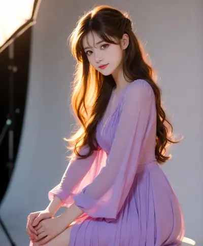 Elegant Woman in Soft Purple Dress Portrait