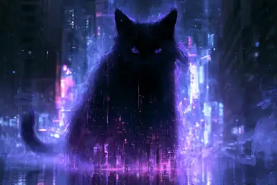 Ghost in the Glow: Neon Spectral Art Prompt