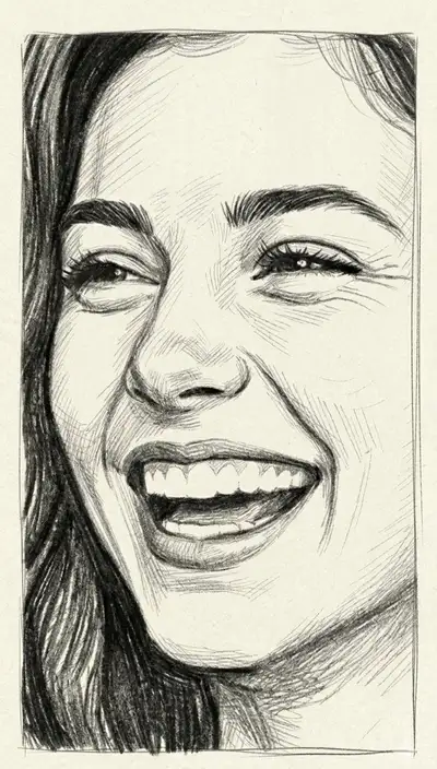 Graphite Pencil Sketch of Joyful Couple
