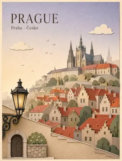 Vintage Paper-Cut Travel Poster Prompt