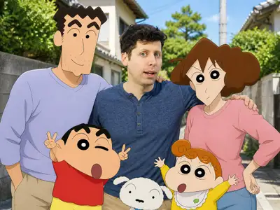 Semi-realistic photo with Crayon Shin-chan family