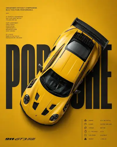 大胆なタイポグラフィを使ったミニマルな自動車ポスター
