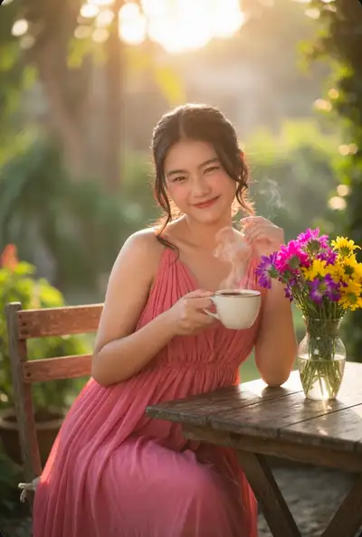 Golden Hour Moments in a Pink Dress