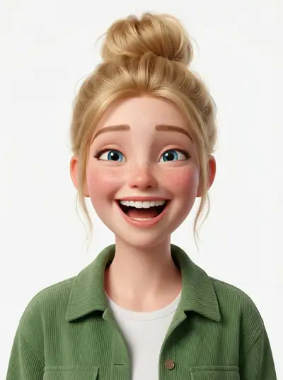 Pixar-style 3D avatar of an edgy person with a nose ring and bob