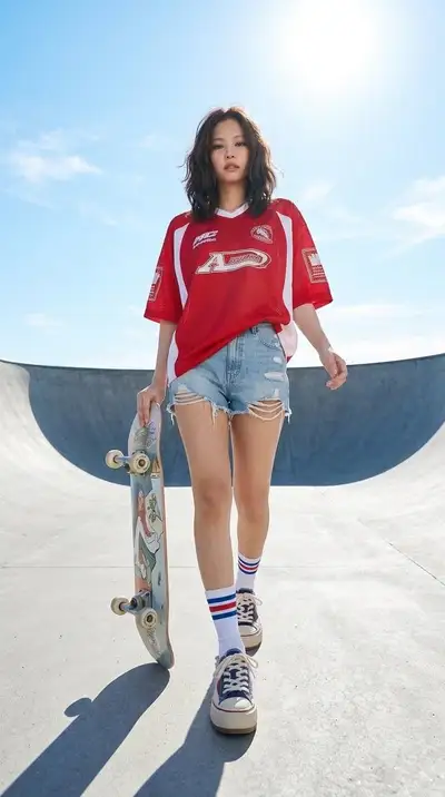 Urban Skatepark Fashion Portrait Prompt