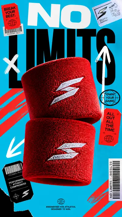Bright Red Wristbands Athletic Advertising Poster