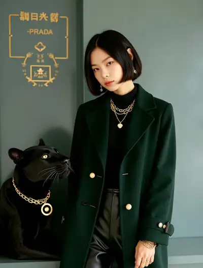 Luxury Fashion Photoshoot with Model and Panther