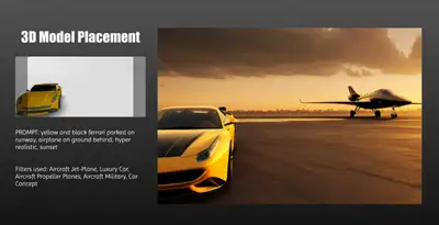 Ferrari on Runway at Sunset