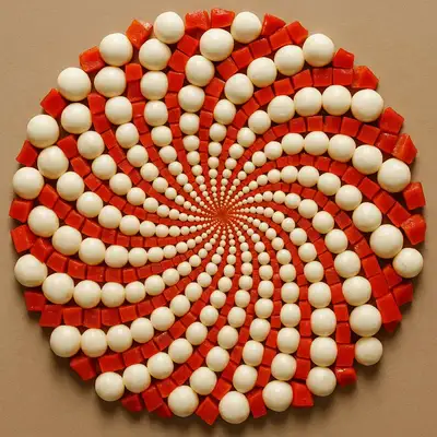 Fibonacci Sunflower Seed Pattern with Mozzarella and Peppers