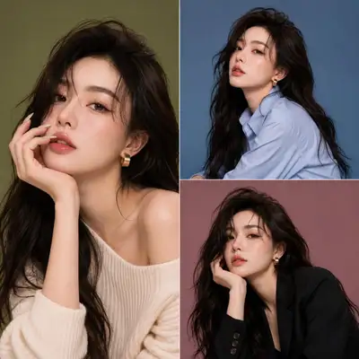 Korean beauty magazine style portrait, soft studio light