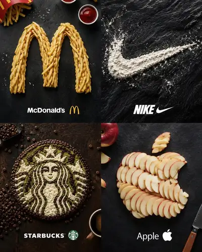 Brand logo recreated entirely from food ingredients