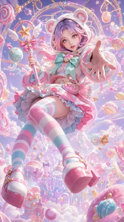 3D CG oriental fantasy magical girl character poster