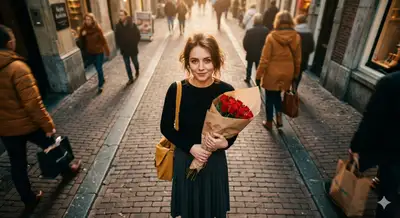 Cinematic Top-Down Portrait with Roses