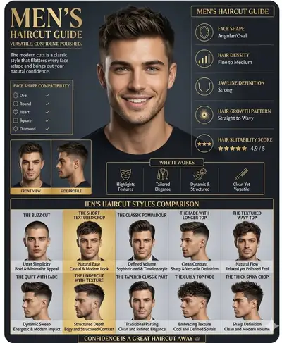 メンズヘアカットスタイルガイドインフォグラフィック