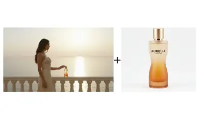 Cinematic Perfume Bottle at Sunrise on Mediterranean Terrace