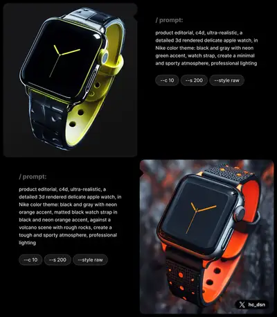 Midjourney Apple Watch Volcano Scene Product Editorial