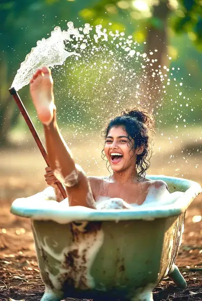 Playful Bath Time in Vintage Tub