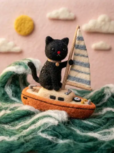 Needle-felted wool miniature version of a reference photo