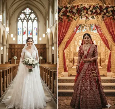 Cultural Wedding Diptych Image Prompt