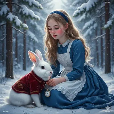 Ultra-Photorealistic Winter Cinematic Portrait with Rabbit