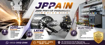 Industrial workshop poster for laser cutting, lathe and electrical panel brand
