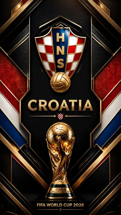 Luxury gold and black FIFA World Cup 2026 Croatia poster
