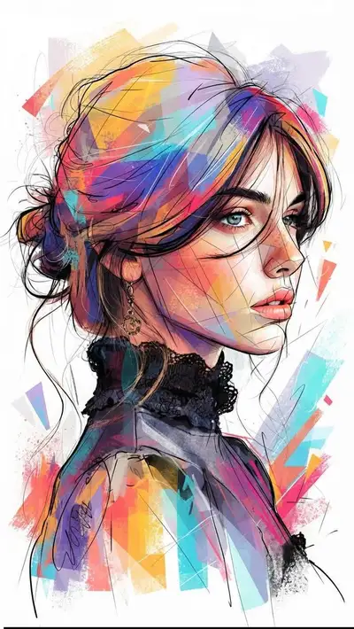 Illustration de portrait abstrait en technique mixte avec Gemini Nano Banana Pro