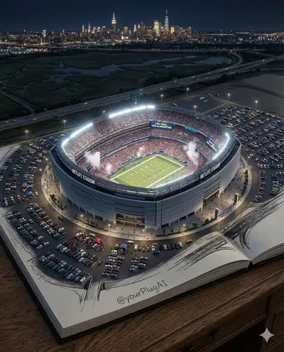 MetLife Stadium Miniature Diorama Night Scene