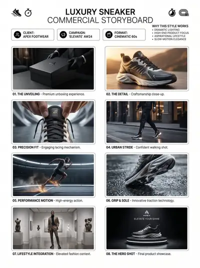 Luxury Sneaker Commercial Storyboard