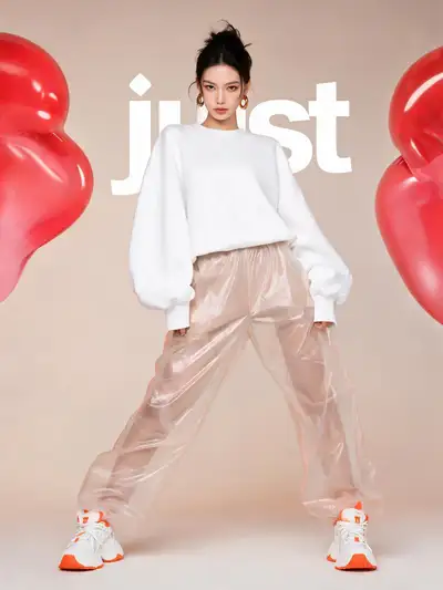 Minimalist streetwear fashion editorial with inflatable shapes