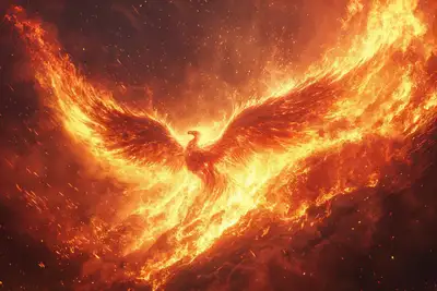 Majestic Phoenix Rising from Lava Video Prompt