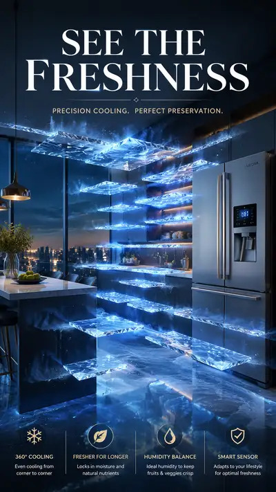 Luxury refrigerator crystal layer ad concept