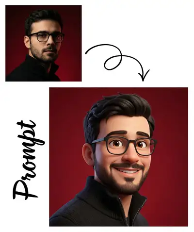 Pixar-style 3D avatar from a reference photo