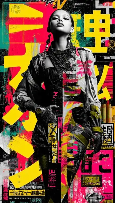 Cyber-punk streetwear editorial collage poster