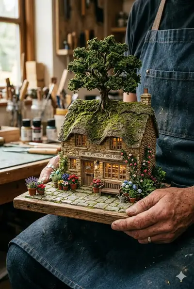 Cozy Stone Shop Miniature Model Close-Up