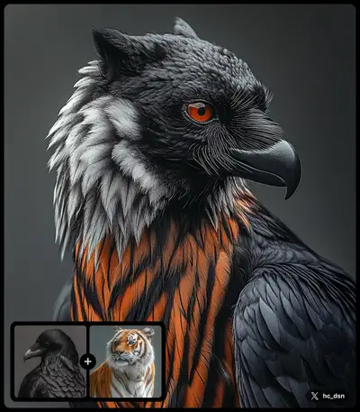 Tigeraven Hybrid Creature Midjourney Prompt