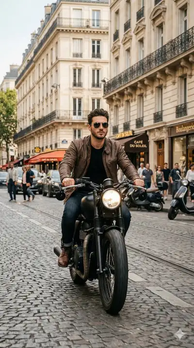 Cinematic Retro Cafe Racer Street Scene