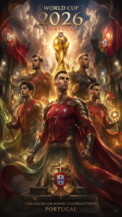 League of Legends style World Cup 2026 Portugal poster