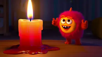 Fluffy Monster and Melting Candle Scene