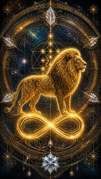Sacred astrological lion illustration