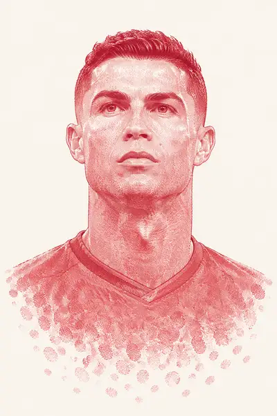 Fingerprint art portrait of Cristiano Ronaldo