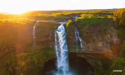 Drone Waterfall Plunge