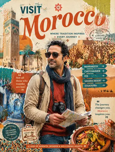 Visit Morocco Travel Collage Poster