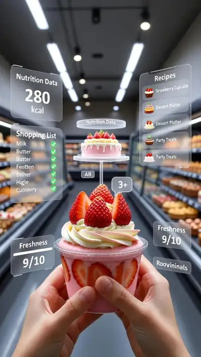 AR nutrition HUD on a jam jar in a supermarket